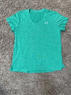 Under Armour Women's Teal Heather V-Neck Short Sleeve Tee 2xl
